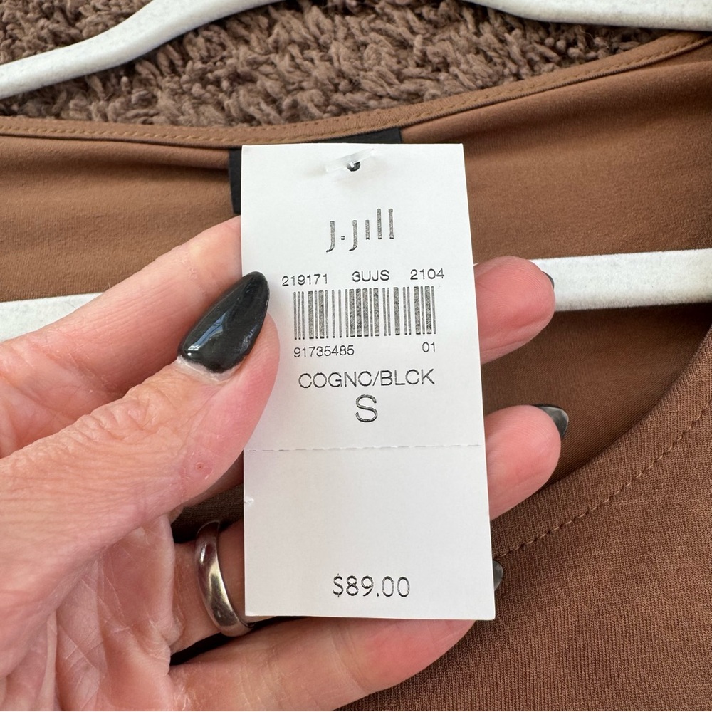 J Jill Wearever Collection Tan Black Colorblock A Line Tee Dress S NEW $89 - Picture 5 of 12